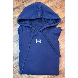 Under Armour Mens Rival Terry Hoodie Navy Blue Pullover Sweatshirt 1379757 LG